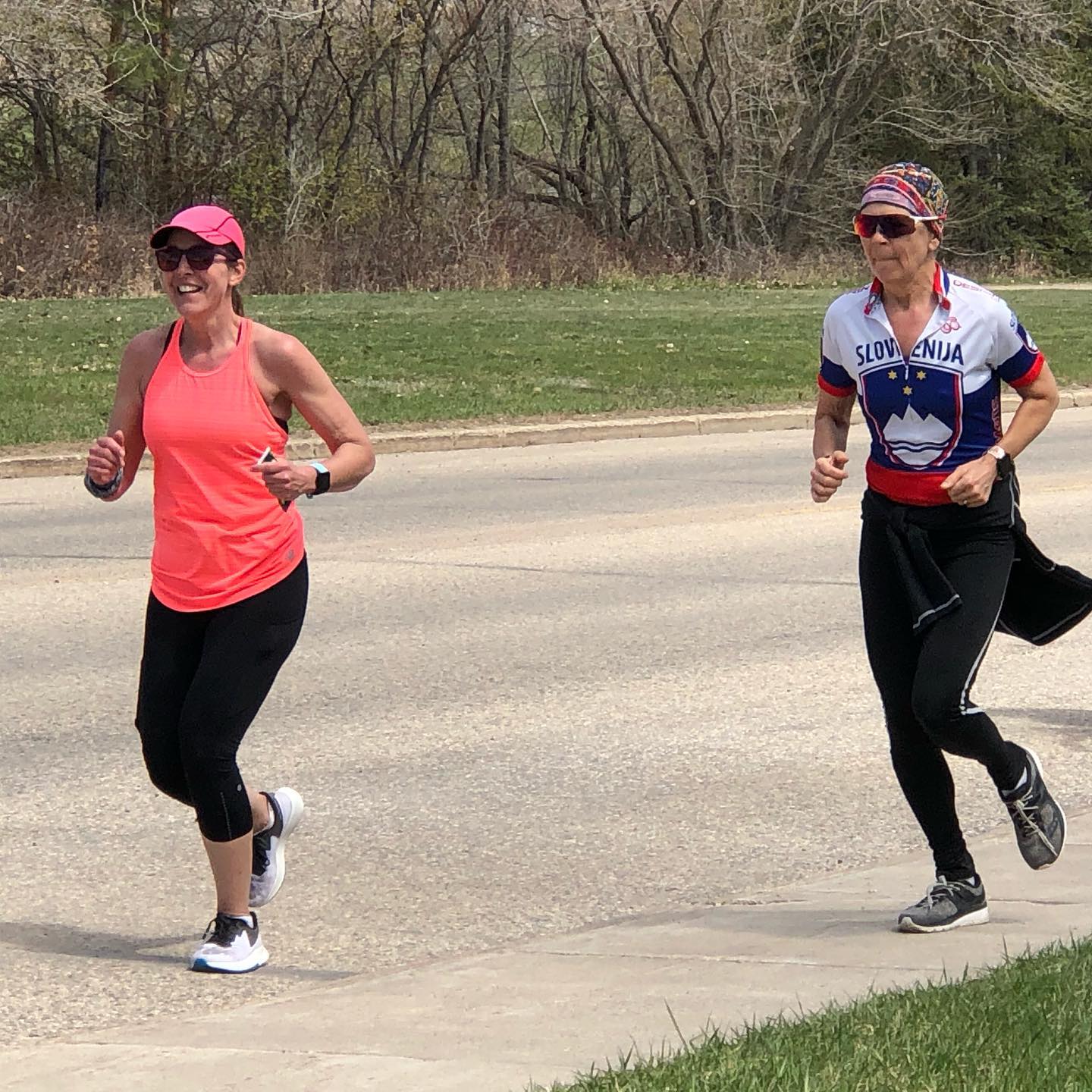 Jackie Kivol, left, ran 50 kilometres the day after she turned 50.