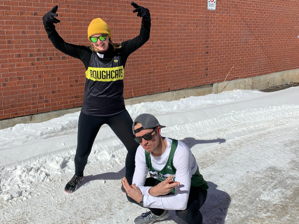 Ariel Buckley (left) and Justin Pfefferle will be running Around the Bay this weekend on team Roughcats.